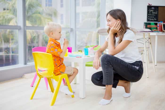 Crouch to child level