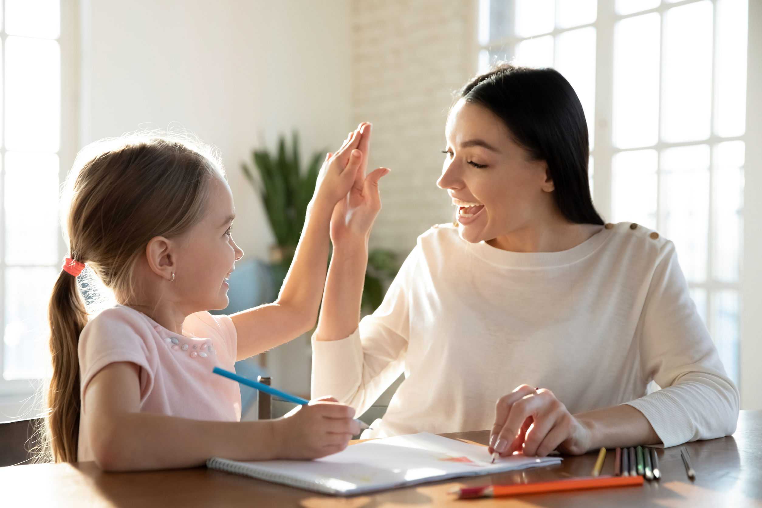 Adult using appropriate tone when talking to a child