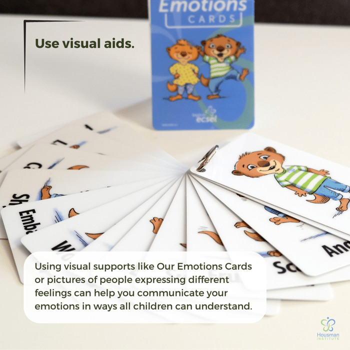 Use visual supports like Our Emotions Cards