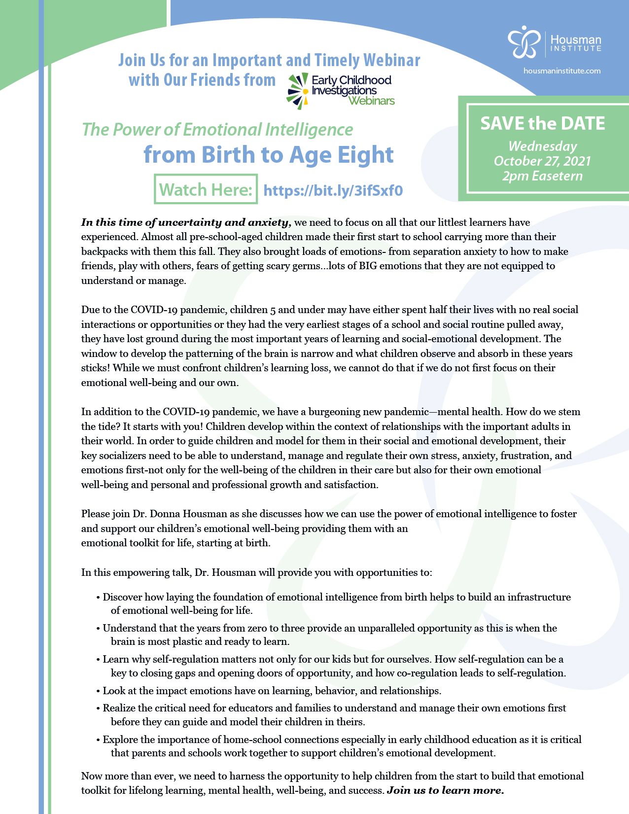 A Special Webinar Event with Our Friends at Early Childhood Investigations